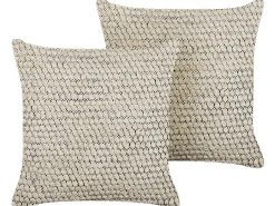 Sæt af 2 pyntepuder HOWEA Bomuld 45 x 45 cm Beige Geometrisk mønster