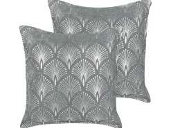 Sæt af 2 pyntepuder HOYA Bomuld 45 x 45 cm Grå Geometrisk mønster