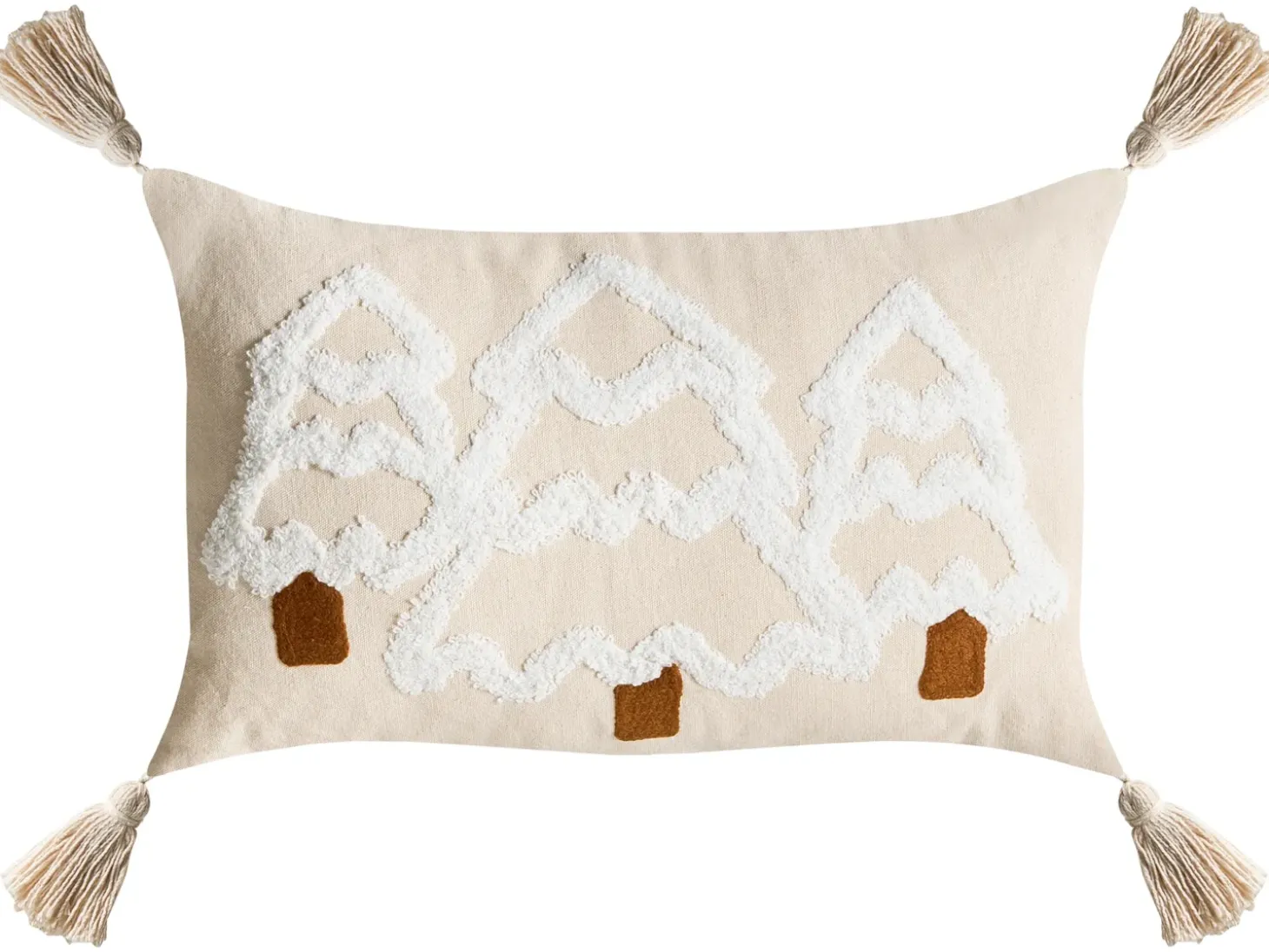 Sæt af 2 pyntepuder INTSIA Bomuld 30 x 50 cm 45 x 45 cm Lys Beige Julemønster