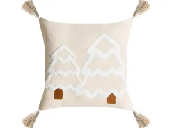 Sæt af 2 pyntepuder INTSIA Bomuld 30 x 50 cm 45 x 45 cm Lys Beige Julemønster