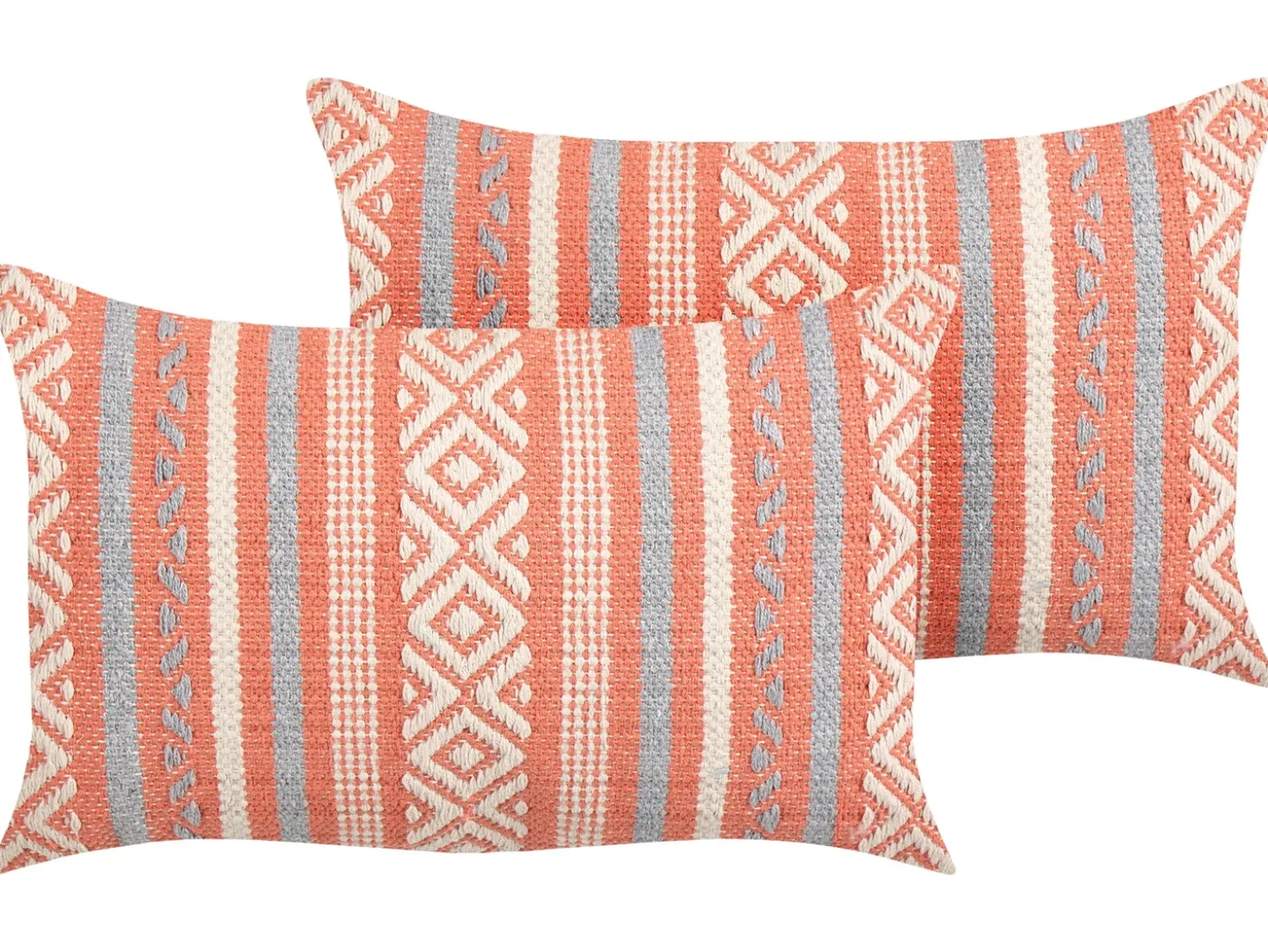 Sæt af 2 pyntepuder INULA Bomuld 30 x 50 cm Orange Geometrisk mønster