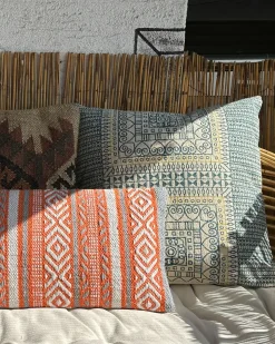 Sæt af 2 pyntepuder INULA Bomuld 30 x 50 cm Orange Geometrisk mønster