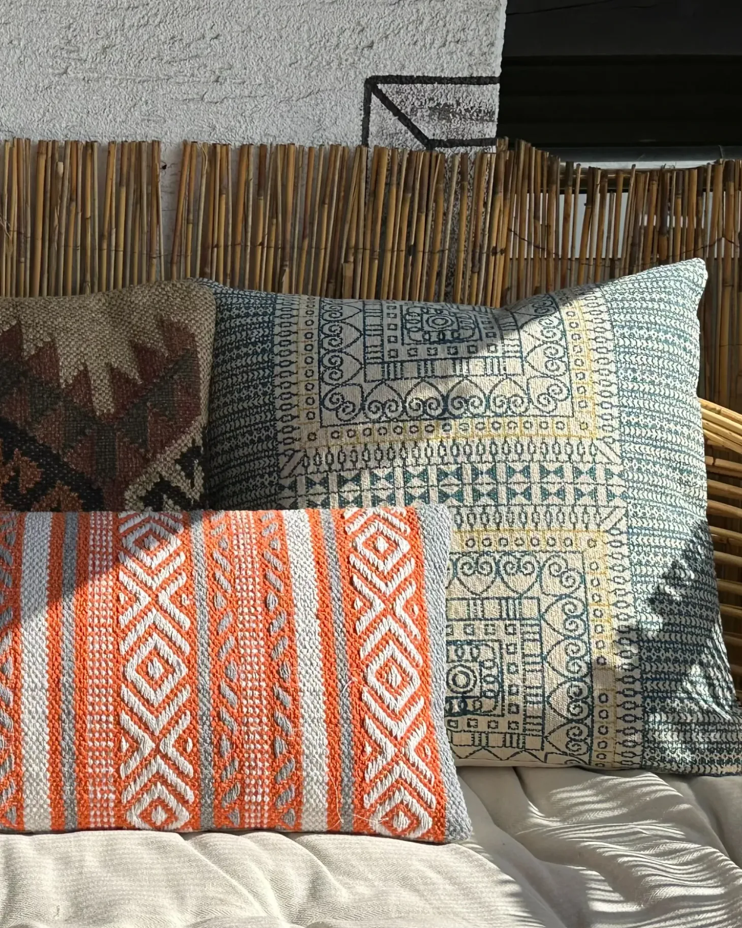 Sæt af 2 pyntepuder INULA Bomuld 30 x 50 cm Orange Geometrisk mønster