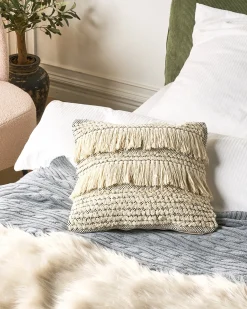 Sæt af 2 pyntepuder IRESINE Bomuld 45 x 45 cm Beige Geometrisk mønster