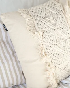 Sæt af 2 pyntepuder KALAM Bomuld 45 x 45 cm Lys Beige Geometrisk mønster