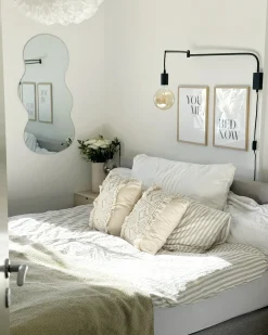 Sæt af 2 pyntepuder KALAM Bomuld 45 x 45 cm Lys Beige Geometrisk mønster
