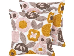 Sæt af 2 pyntepuder KANDIARO Bomuld 45 x 45 cm Multifarvet Blomstermønster