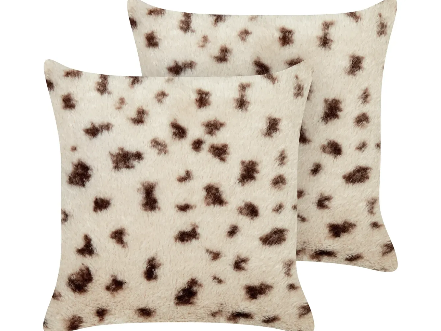 Sæt af 2 pyntepuder KASRA Kunstig pels 45 x 45 cm Lys Beige Abstraktmønster