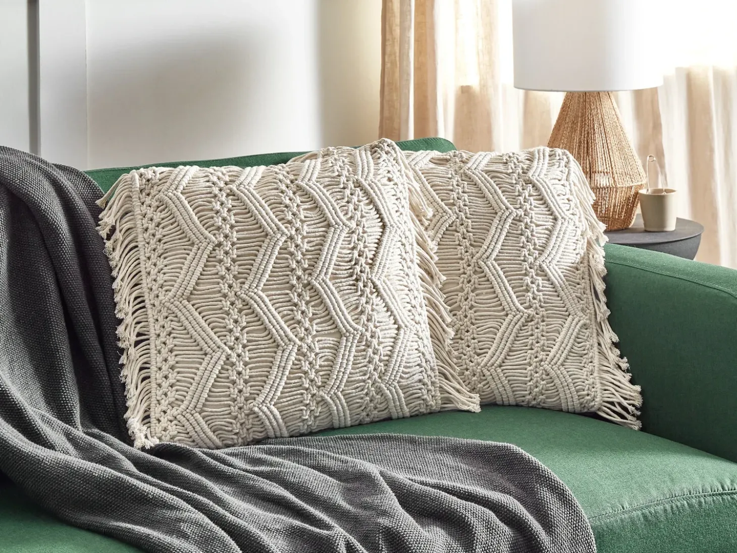 Sæt af 2 pyntepuder KIRIKKALE Bomuld 45 x 45 cm Lys Beige Geometrisk mønster