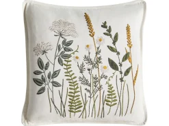Sæt af 2 pyntepuder KNEMA Bomuld 45 x 45 cm Hvid Blomstermønster