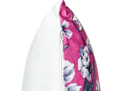 Sæt af 2 pyntepuder KOELERIA Velour 45 x 45 cm Fuchsia Blomstermønster