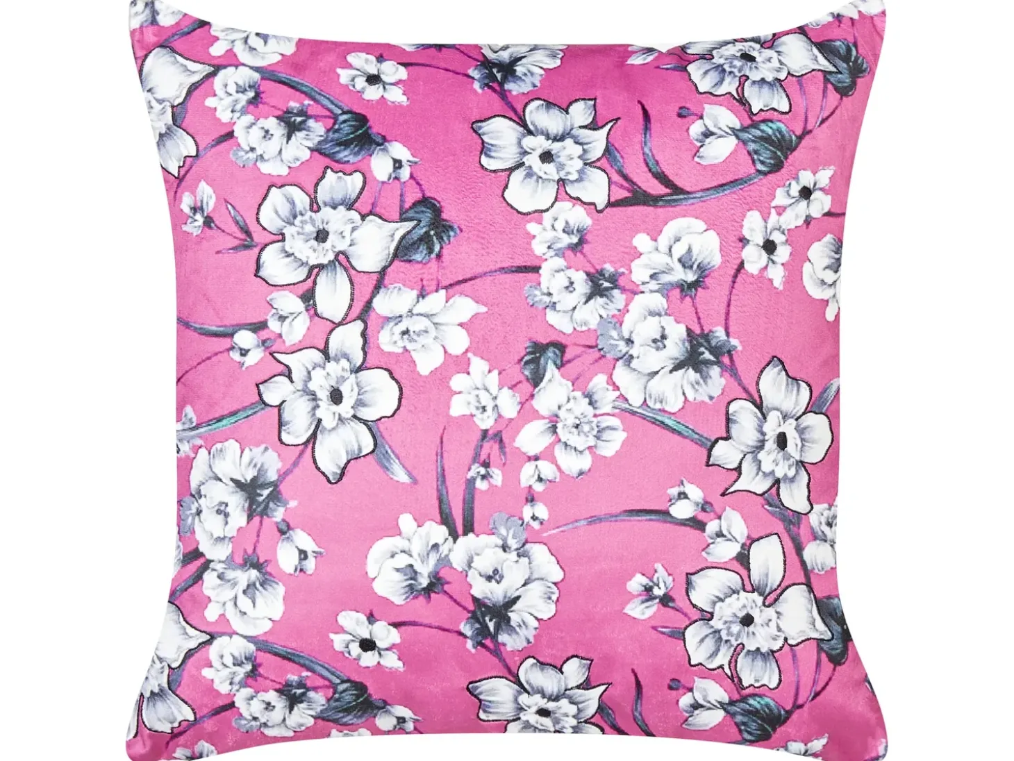 Sæt af 2 pyntepuder KOELERIA Velour 45 x 45 cm Fuchsia Blomstermønster