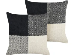 Sæt af 2 pyntepuder LAELIA Bomuld 45 x 45 cm Sort Patchwork