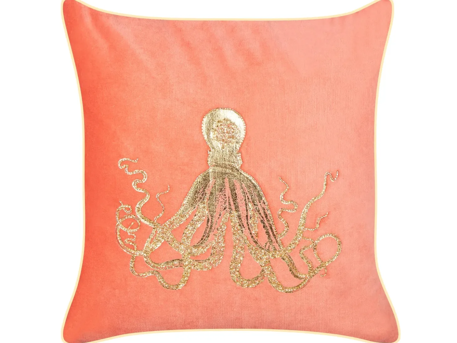 Sæt af 2 pyntepuder LAMINARIA Velour 45 x 45 cm Koralrød Dyremønster