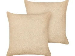 Sæt af 2 pyntepuder LEUZEA Boucle 45 x 45 cm Sand Beige Ensfarvet