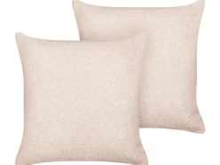 Sæt af 2 pyntepuder LEUZEA Boucle 45 x 45 cm Pastellrosa Ensfarvet