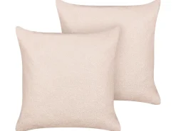 Sæt af 2 pyntepuder LEUZEA Boucle 60 x 60 cm Pastellrosa Ensfarvet