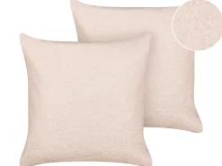 Sæt af 2 pyntepuder LEUZEA Boucle 60 x 60 cm Pastellrosa Ensfarvet