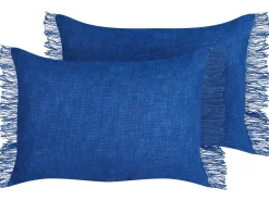 Sæt af 2 pyntepuder MABA Bomuld 50 x 35 cm Navy Blå Ensfarvet