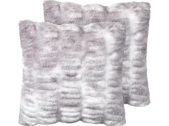 Sæt af 2 pyntepuder MACODES Kunstig pels 45 x 45 cm Lysegrå Ensfarvet