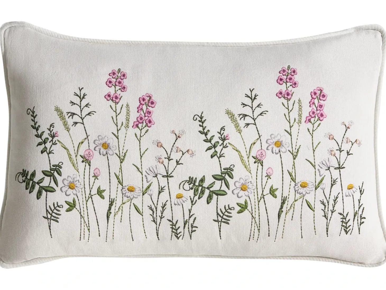 Sæt af 2 pyntepuder MADHUCA Bomuld 30 x 50 cm Hvid Blomstermønster