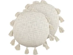 Sæt af 2 pyntepuder MADIA Bomuld 45 x 45 cm Lys Beige Ensfarvet