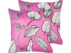 Sæt af 2 pyntepuder MALVA Velour 45 x 45 cm Lyserød Blomstermønster