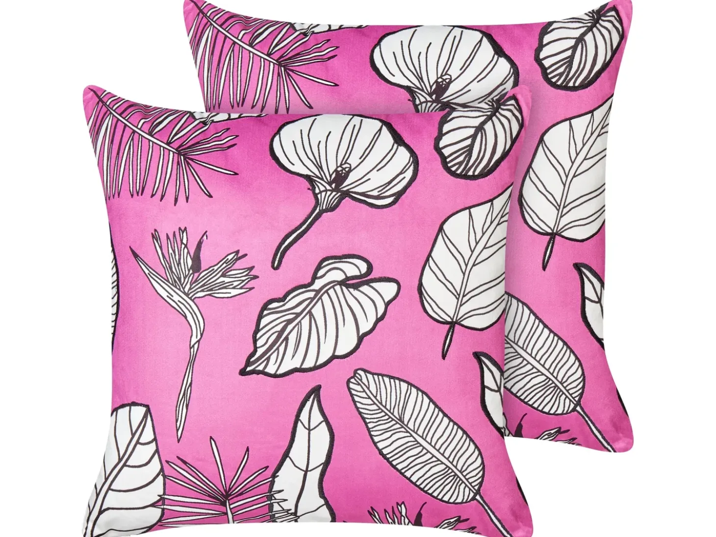Sæt af 2 pyntepuder MALVA Velour 45 x 45 cm Lyserød Blomstermønster