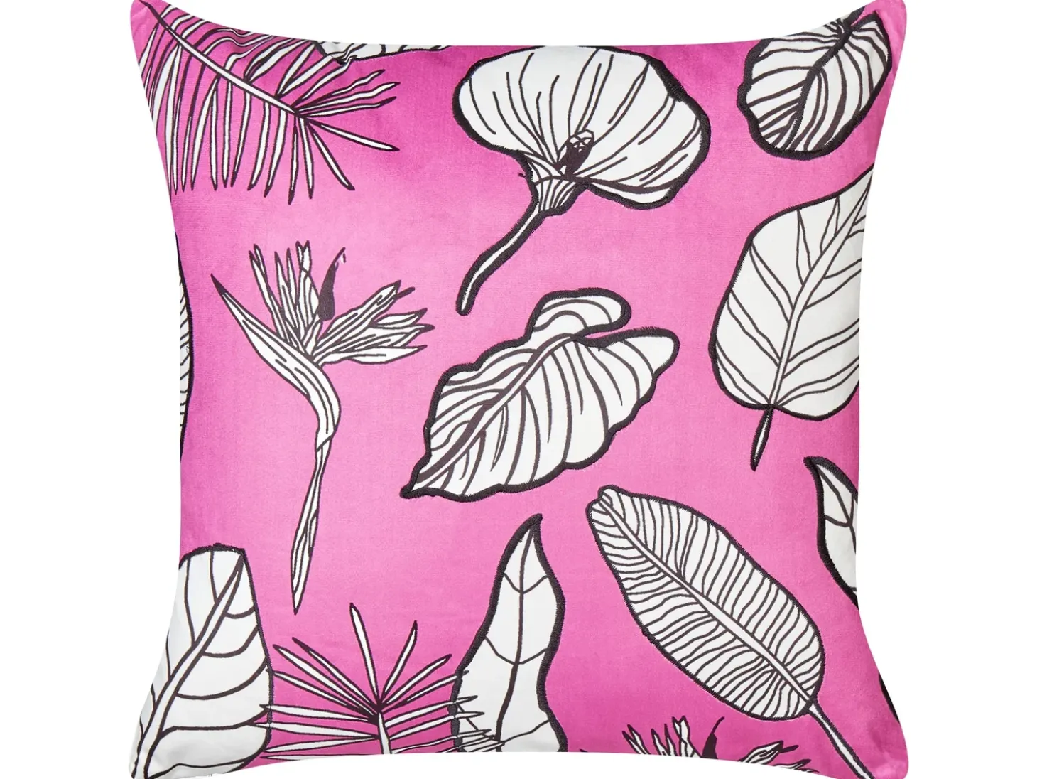 Sæt af 2 pyntepuder MALVA Velour 45 x 45 cm Lyserød Blomstermønster
