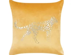 Sæt af 2 pyntepuder MARULA Velour 45 x 45 cm Sennepsgul Dyremønster