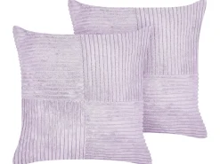 Sæt af 2 pyntepuder MILLET Fløjl 43 x 43 cm Lilla Geometrisk mønster