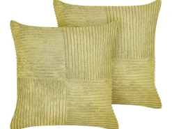 Sæt af 2 pyntepuder MILLET Fløjl 43 x 43 cm Olivengrøn Geometrisk mønster