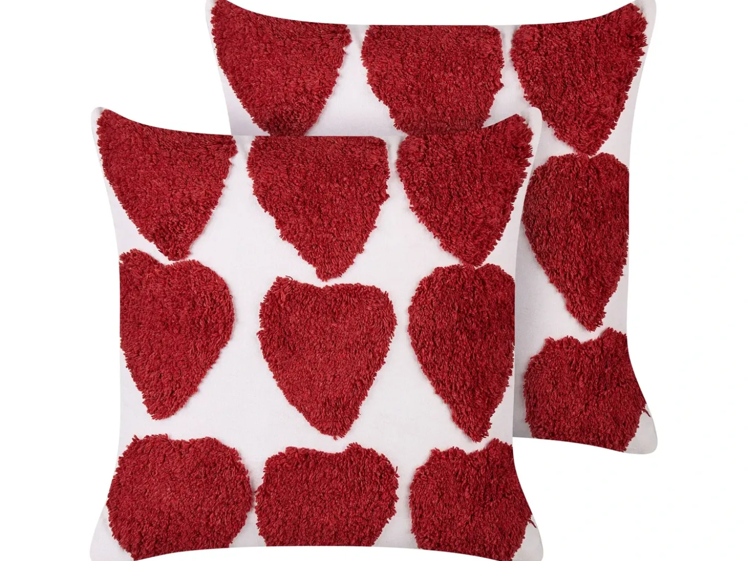 Sæt af 2 pyntepuder MINGORA Bomuld 45 x 45 cm Rød Hjerte mønster
