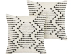 Sæt af 2 pyntepuder MYRTUS Bomuld 45 x 45 cm Beige Geometrisk mønster
