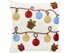 Sæt af 2 pyntepuder PALMIER Velour 45 x 45 cm Cremehvid Julemønster