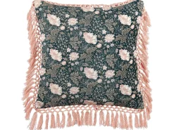 Sæt af 2 pyntepuder PARROTIA Velour 45 x 45 cm Blågrøn Blomstermønster