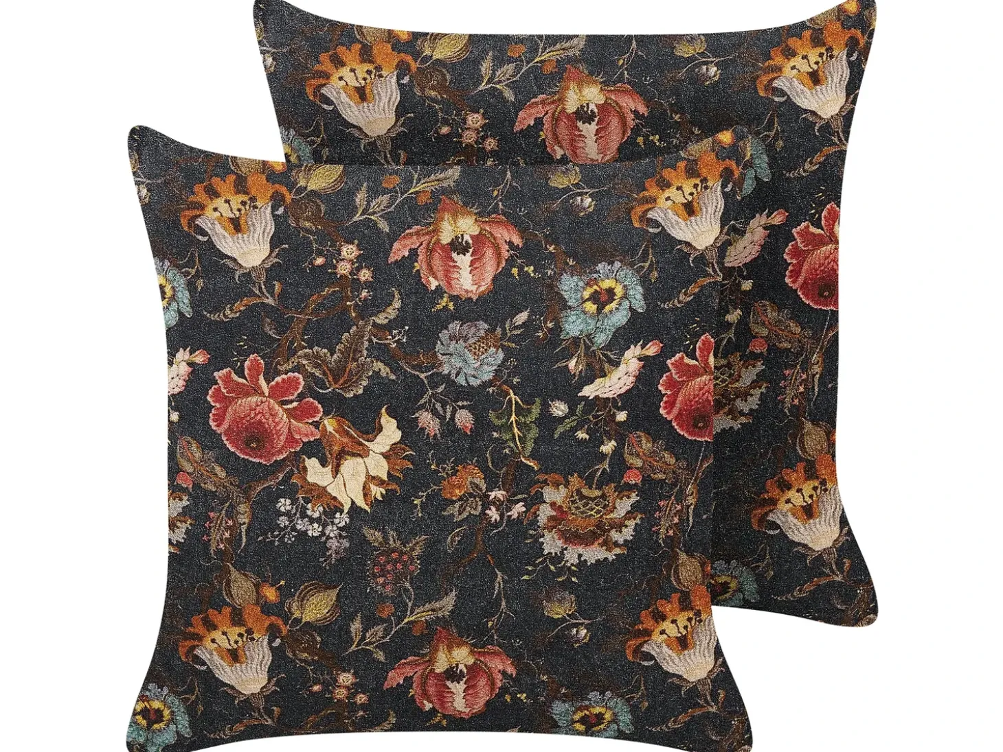 Sæt af 2 pyntepuder RAMONDA Velour 45 x 45 cm Multifarvet Blomstermønster