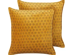 Sæt af 2 pyntepuder RAPIS Velour 45 x 45 cm Gul Geometrisk mønster