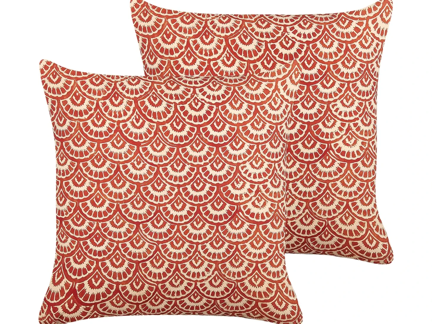 Sæt af 2 pyntepuder RHUS Bomuld 45 x 45 cm Rød Geometrisk mønster