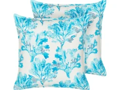 Sæt af 2 pyntepuder ROCKWEED Bomuld 45 x 45 cm Blå Blomstermønster