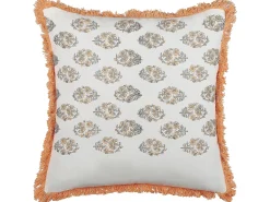 Sæt af 2 pyntepuder SATIVUS Bomuld 45 x 45 cm Orange Blomstermønster