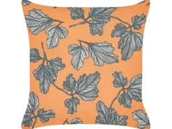 Sæt af 2 pyntepuder SPIREA 45 x 45 cm Orange Sort Plante mønster