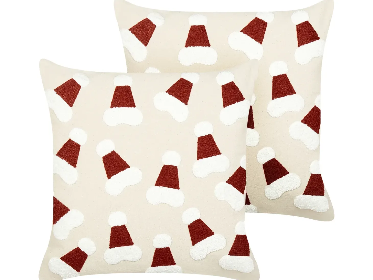 Sæt af 2 pyntepuder SUGARPLUM Bomuld 45 x 45 cm Lys Beige Julemønster