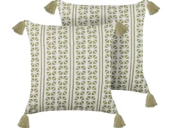 Sæt af 2 pyntepuder SYRINGA Bomuld 45 x 45 cm Grøn Geometrisk mønster