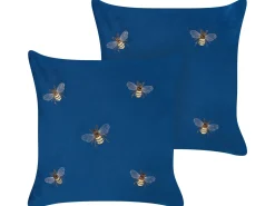 Sæt af 2 pyntepuder TALINUM Velour 45 x 45 cm Blå Dyremønster