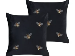 Sæt af 2 pyntepuder TALINUM Velour 45 x 45 cm Sort Dyremønster