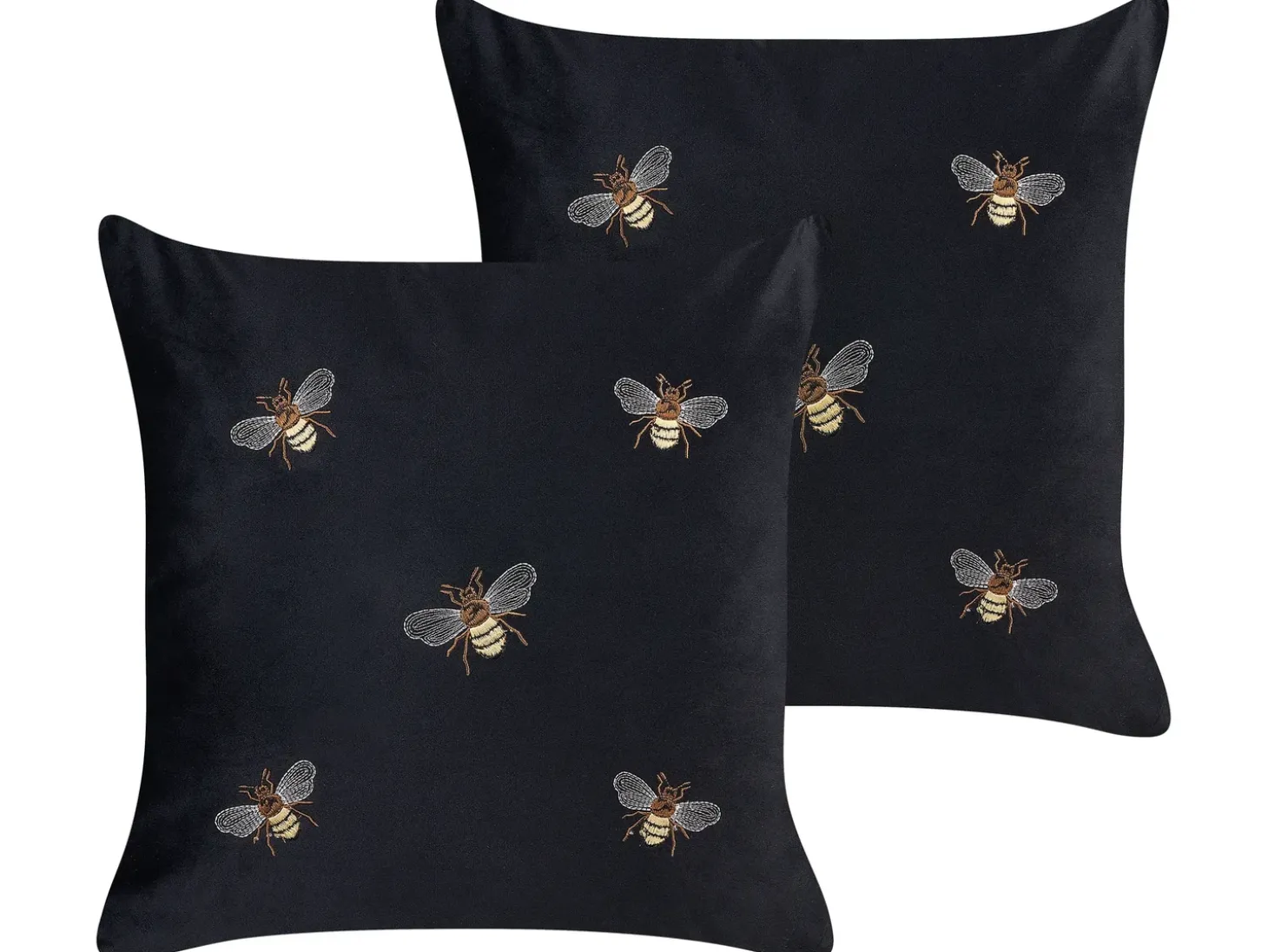 Sæt af 2 pyntepuder TALINUM Velour 45 x 45 cm Sort Dyremønster