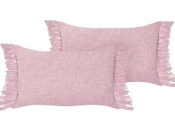 Sæt af 2 pyntepuder TANSY Bomuld 40 x 60 cm Lyserød Ensfarvet