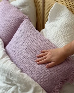 Sæt af 2 pyntepuder TANSY Bomuld 40 x 60 cm Lyserød Ensfarvet