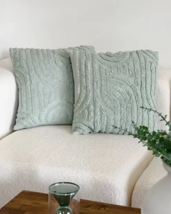 Sæt af 2 pyntepuder TELLIMA Bomuld 45 x 45 cm Mintgrøn Geometrisk mønster